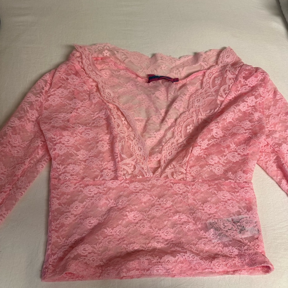 Pink Lace V-Neck Top